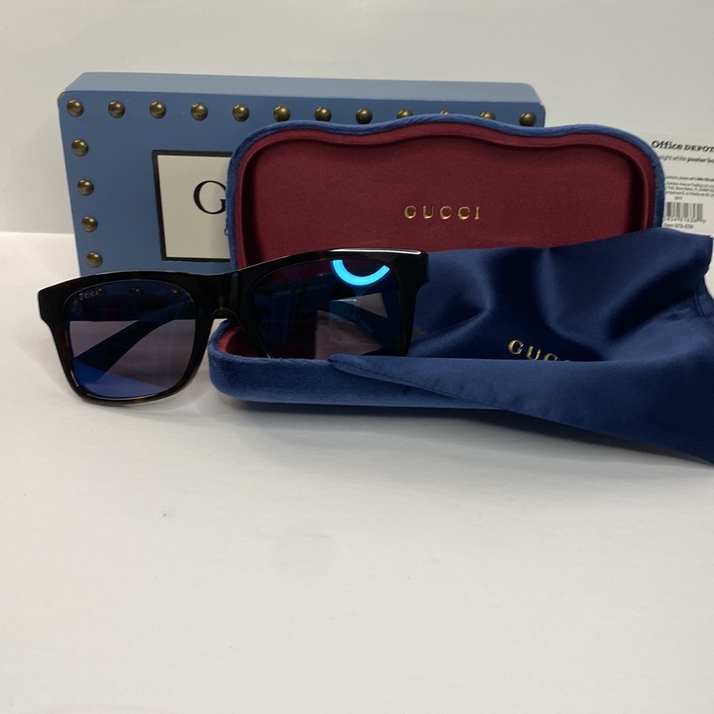 💯 - Authentic- New - Gucci Black GG0008S Square Sunglasses - Picture 14 of 17